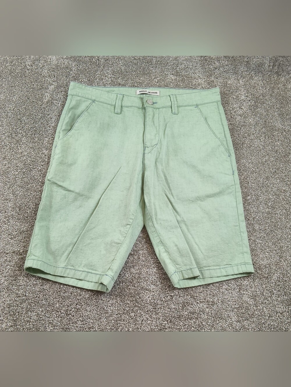 MAVI JEANS CO Men's Size 32 "Mike" Green Flat-Front Chino Cotton Blend Shorts